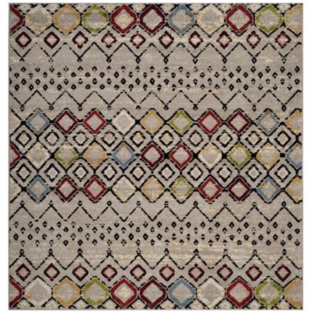Safavieh 6 ft.-7 in. x 6 ft.-7 in. Amsterdam Power Loomed Square Area Rug Light Grey & Multi AMS108G-7SQ